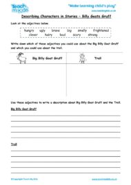 Worksheets for kids - describing-characters-in-a-story-billy-goats-gruff